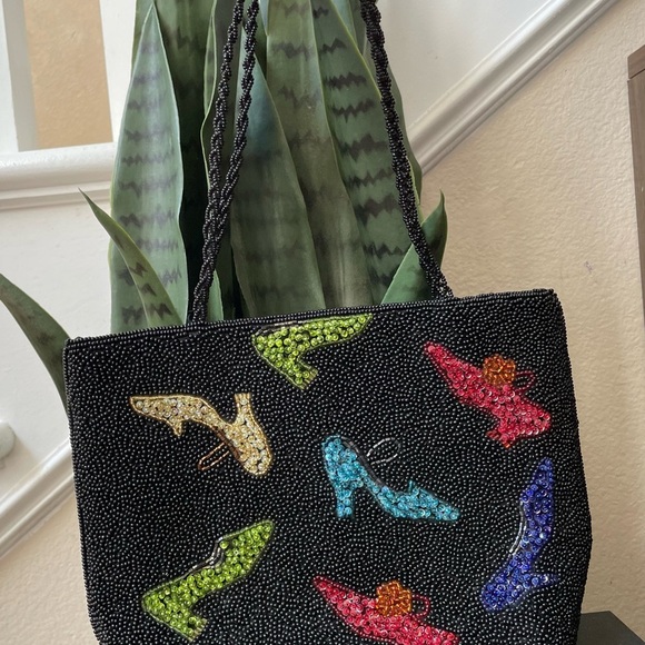 🖤Ingio Christopher🖤 Black Beaded Colorful High Heals Handbag - Picture 8 of 8